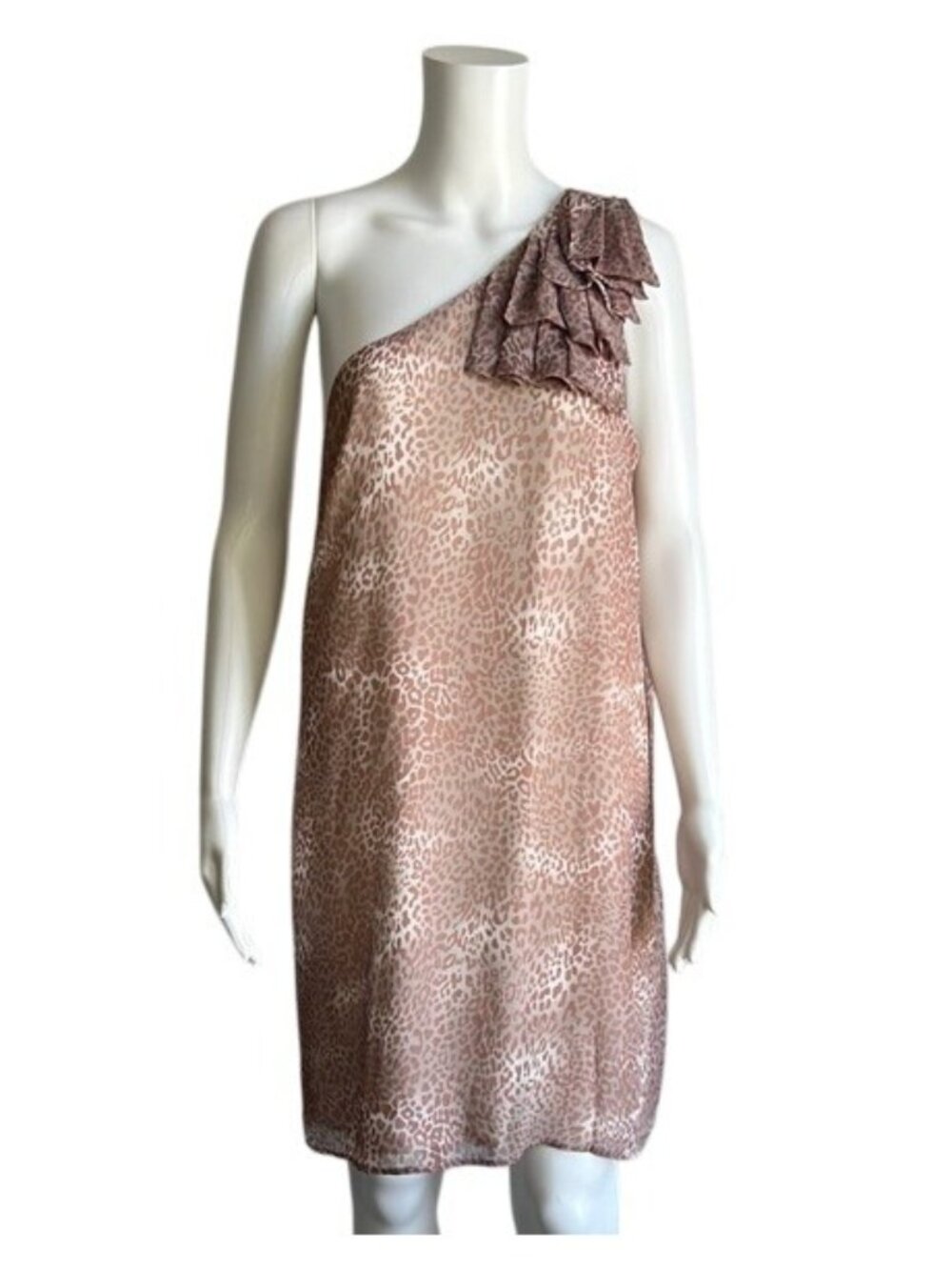 Walter Baker One-Shoulder Leopard Print Dress - L